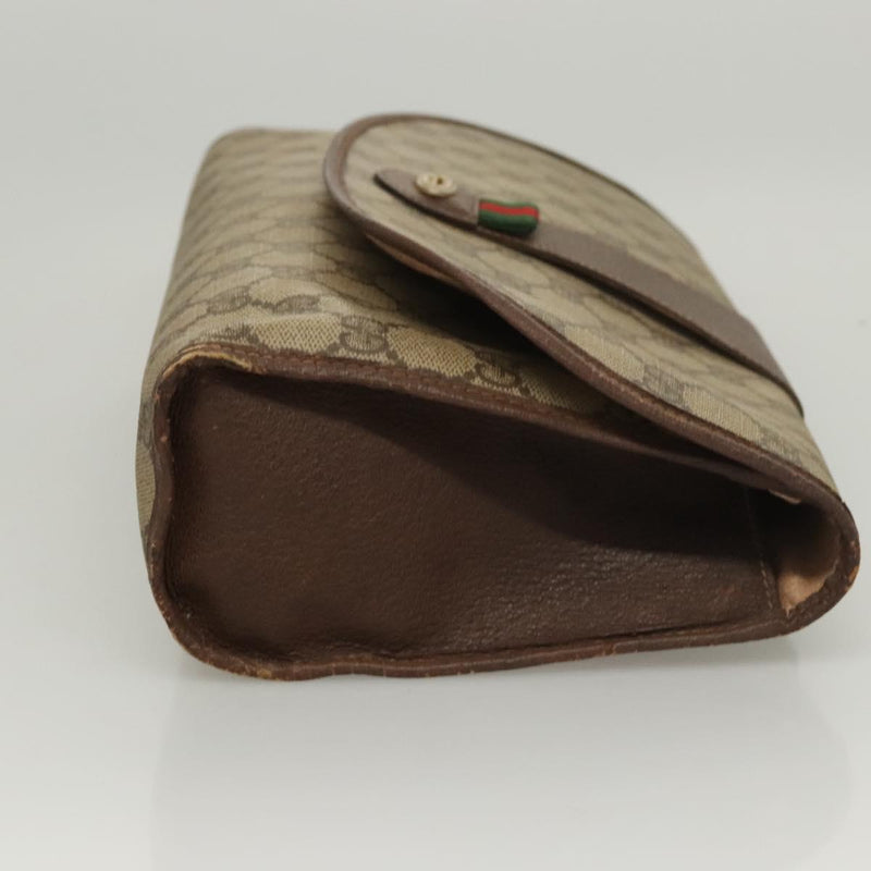 GUCCI GG Supreme Web Sherry Line Clutch Bag PVC Beige 156 01 031 Auth 119135