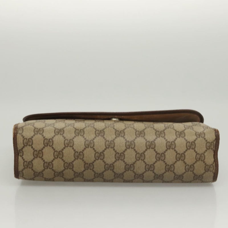 GUCCI GG Supreme Web Sherry Line Clutch Bag PVC Beige 156 01 031 Auth 119135