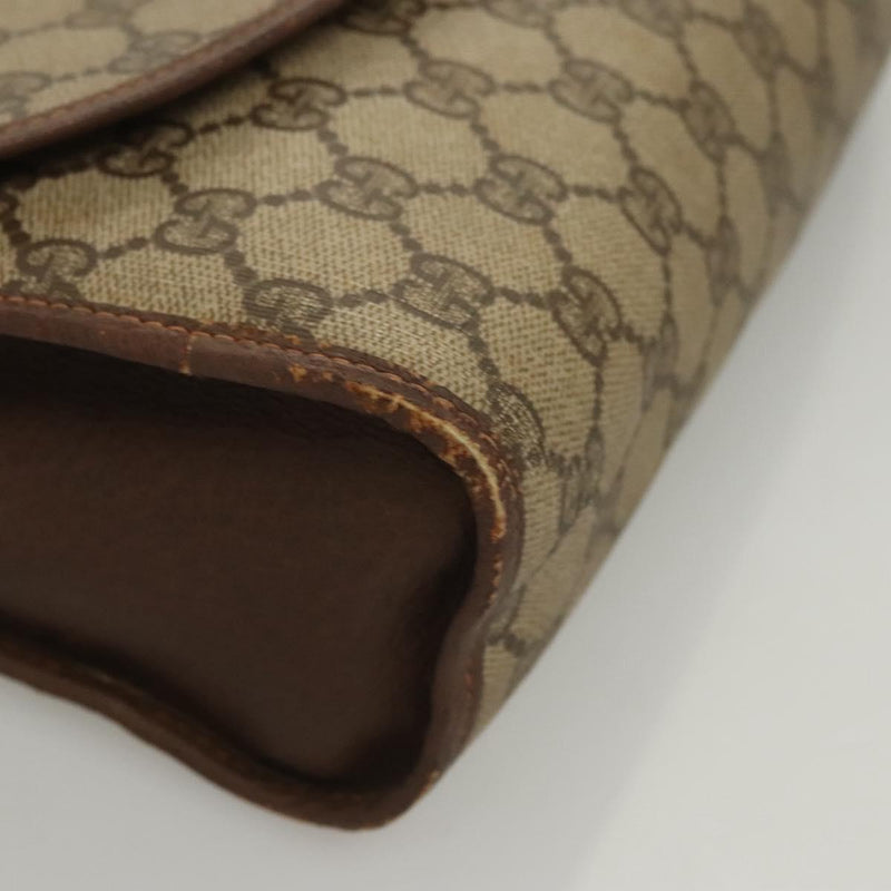 GUCCI GG Supreme Web Sherry Line Clutch Bag PVC Beige 156 01 031 Auth 119135