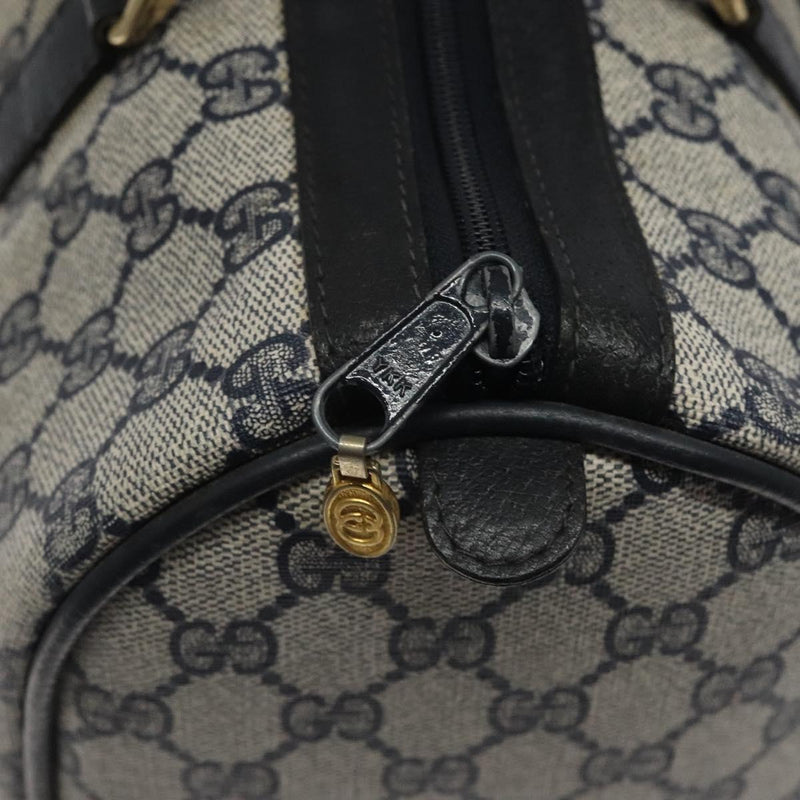 GUCCI GG Supreme Sherry Line Boston Bag PVC Navy Gold 40 3842 Auth 119136