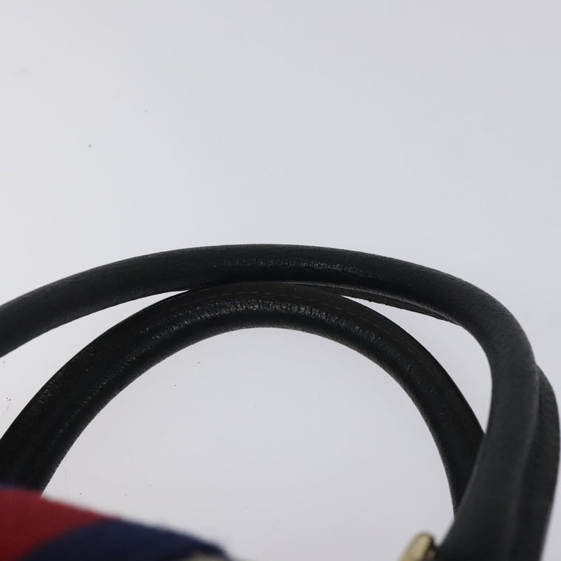 GUCCI GG Supreme Sherry Line Boston Bag PVC Navy Gold 40 3842 Auth 119136