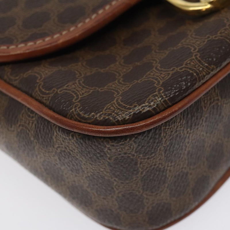 CELINE Macadam Canvas Shoulder Bag PVC Leather Brown Gold Auth 119137