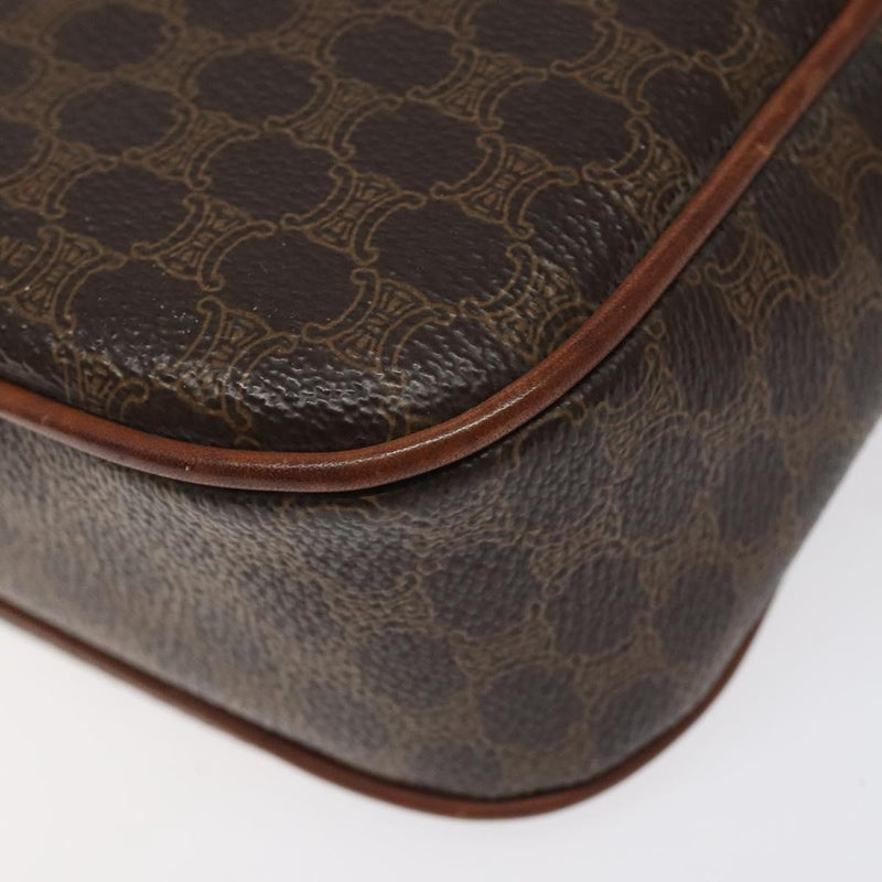 CELINE Macadam Canvas Shoulder Bag PVC Leather Brown Gold Auth 119137