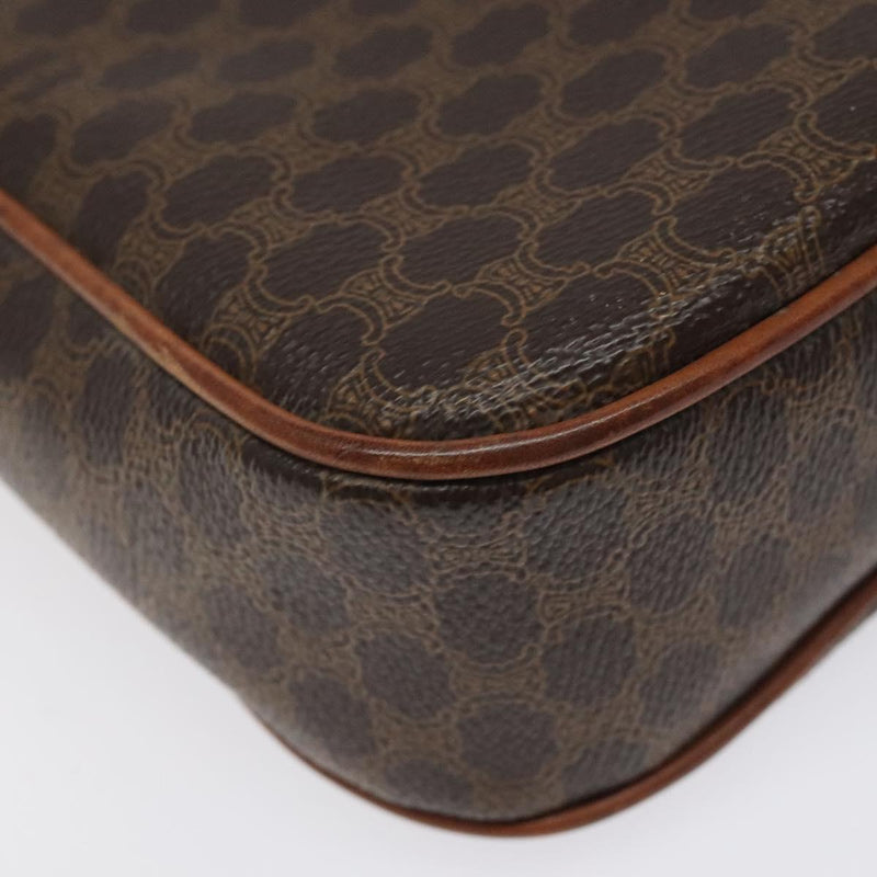 CELINE Macadam Canvas Shoulder Bag PVC Leather Brown Gold Auth 119137