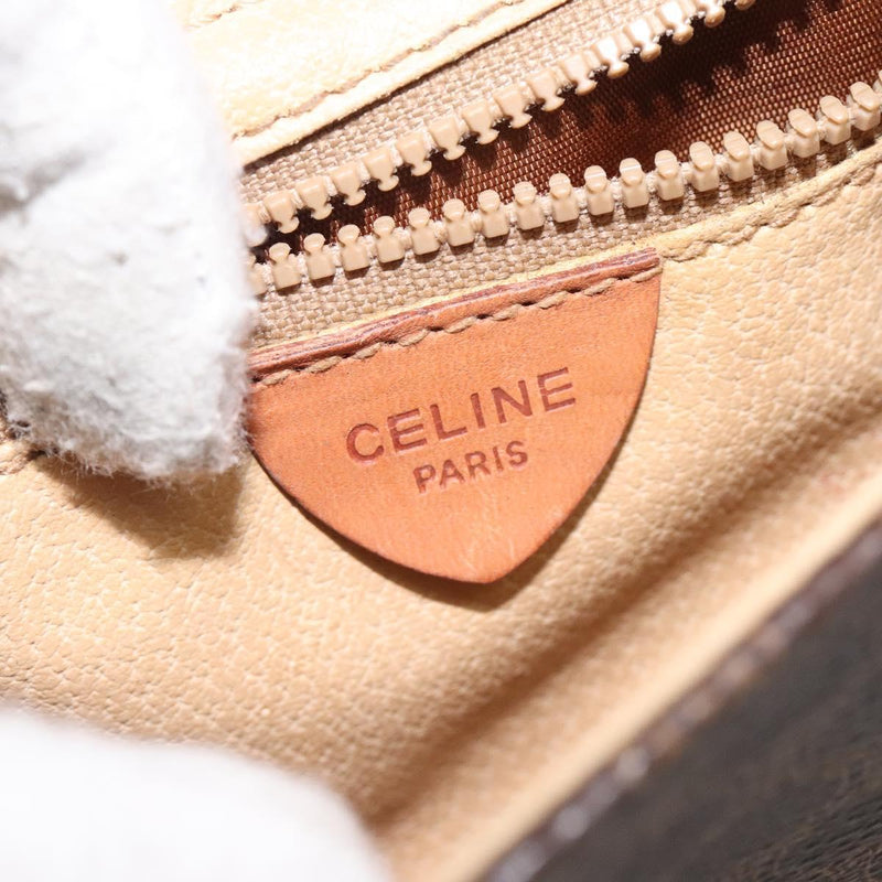 CELINE Macadam Canvas Shoulder Bag PVC Leather Brown Gold Auth 119137
