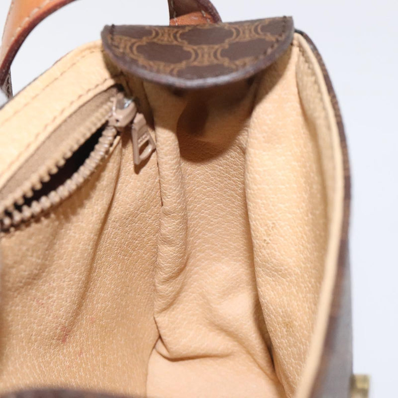 CELINE Macadam Canvas Shoulder Bag PVC Leather Brown Gold Auth 119137