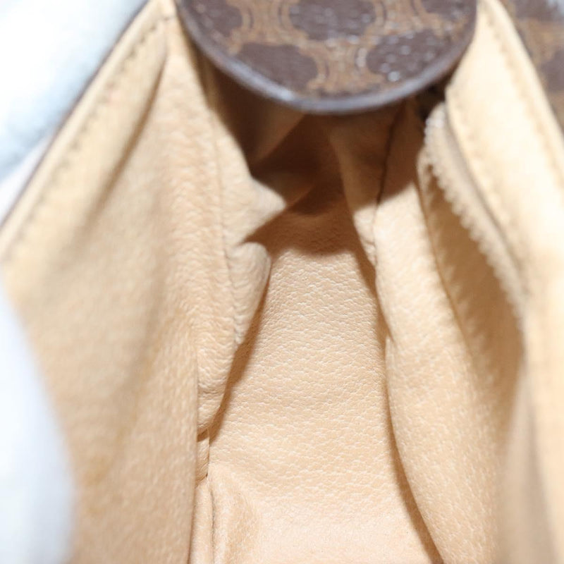 CELINE Macadam Canvas Shoulder Bag PVC Leather Brown Gold Auth 119137