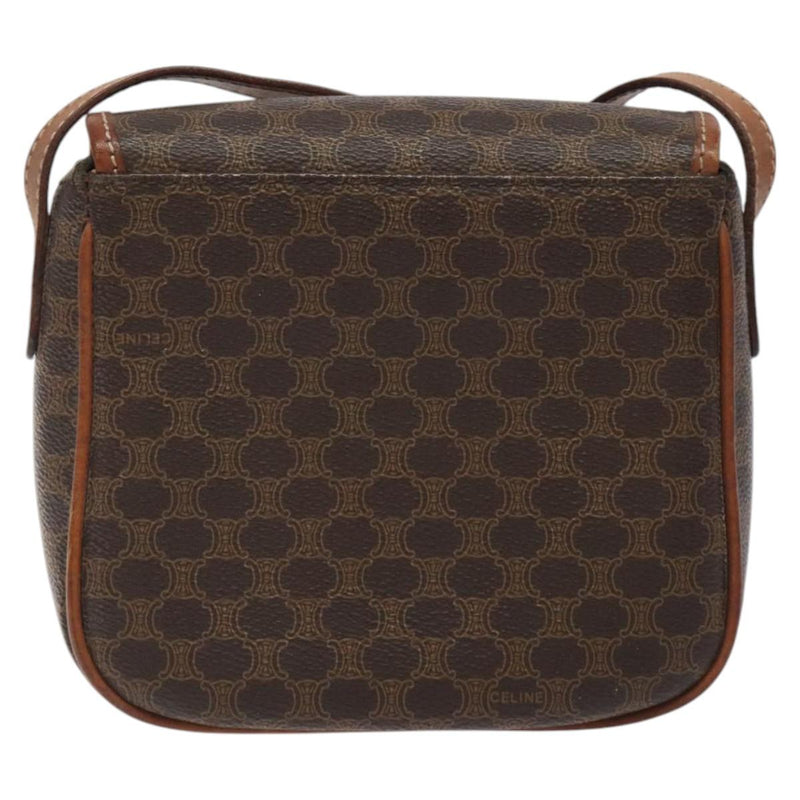 CELINE Macadam Canvas Shoulder Bag PVC Leather Brown Gold Auth 119137