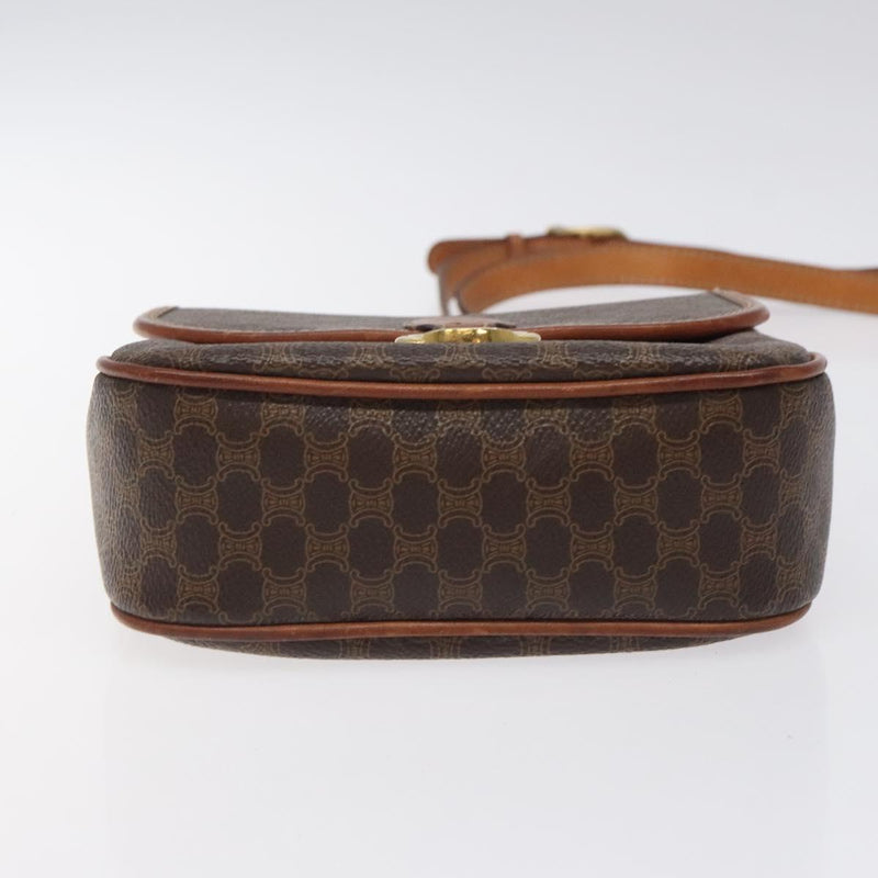 CELINE Macadam Canvas Shoulder Bag PVC Leather Brown Gold Auth 119137
