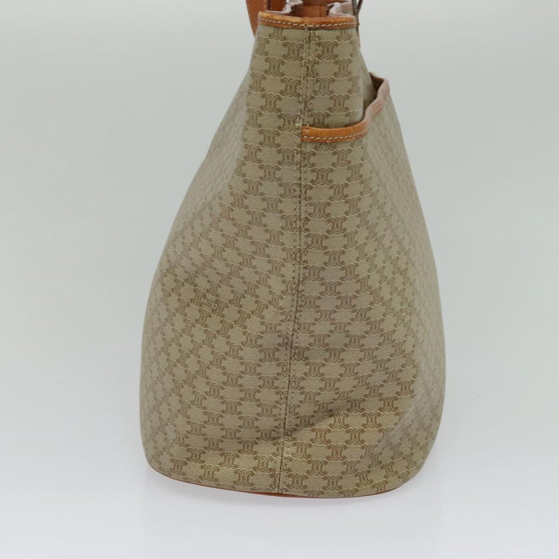 CELINE Macadam Canvas Tote Bag Beige Gold Auth 119139