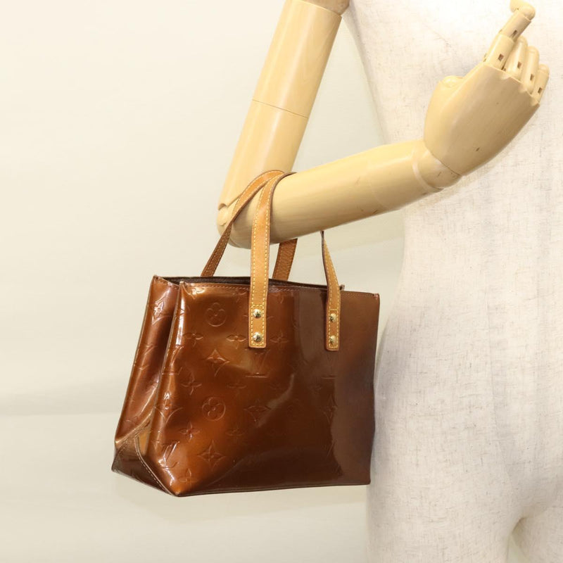 LOUIS VUITTON Monogram Vernis Reade PM Hand Bag Bronze M91146 LV Auth 119157