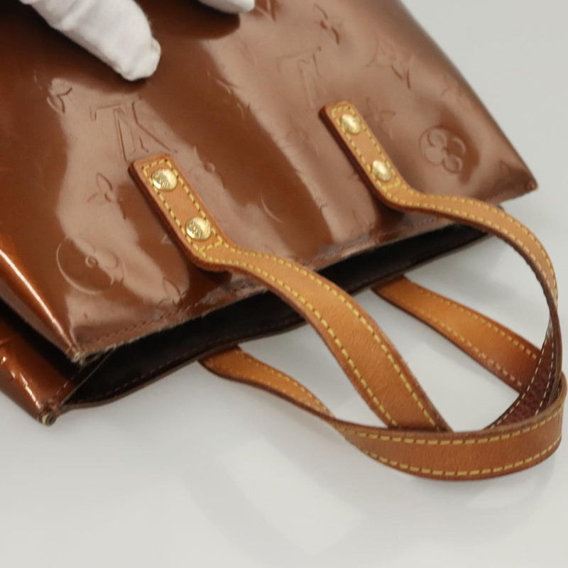 LOUIS VUITTON Monogram Vernis Reade PM Hand Bag Bronze M91146 LV Auth 119157