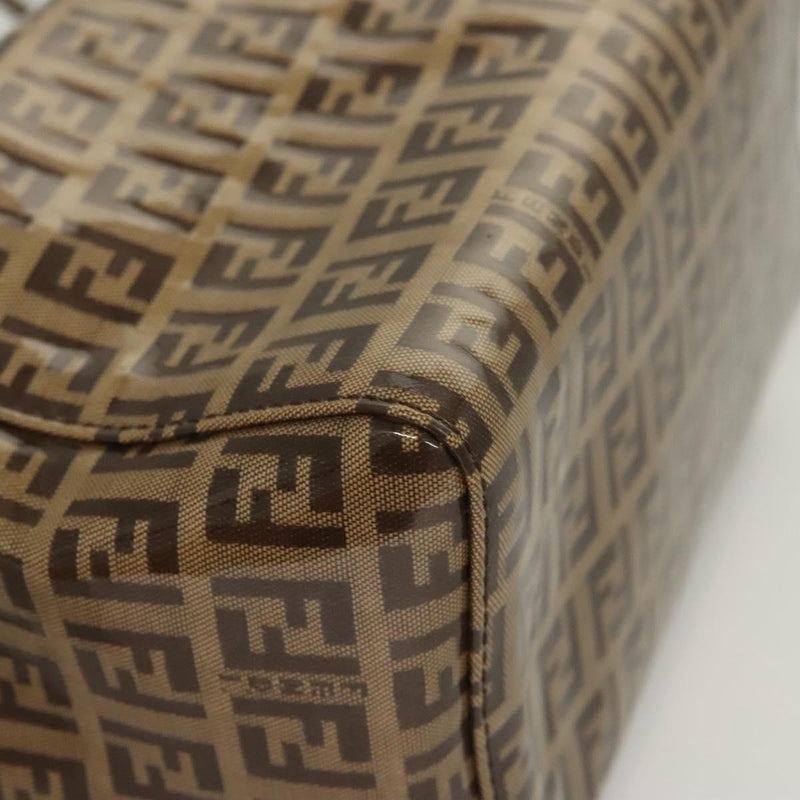 FENDI Zucchino Canvas Hand Bag Enamel Beige Auth 119163