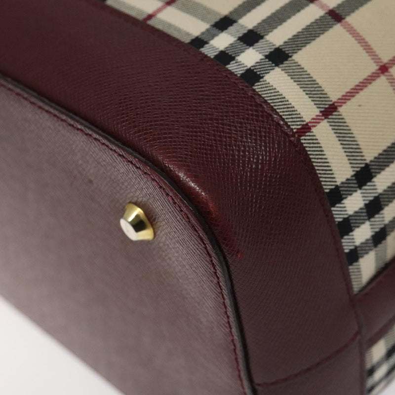 BURBERRY Nova Check Shoulder Bag Canvas Beige Gold Auth 119184