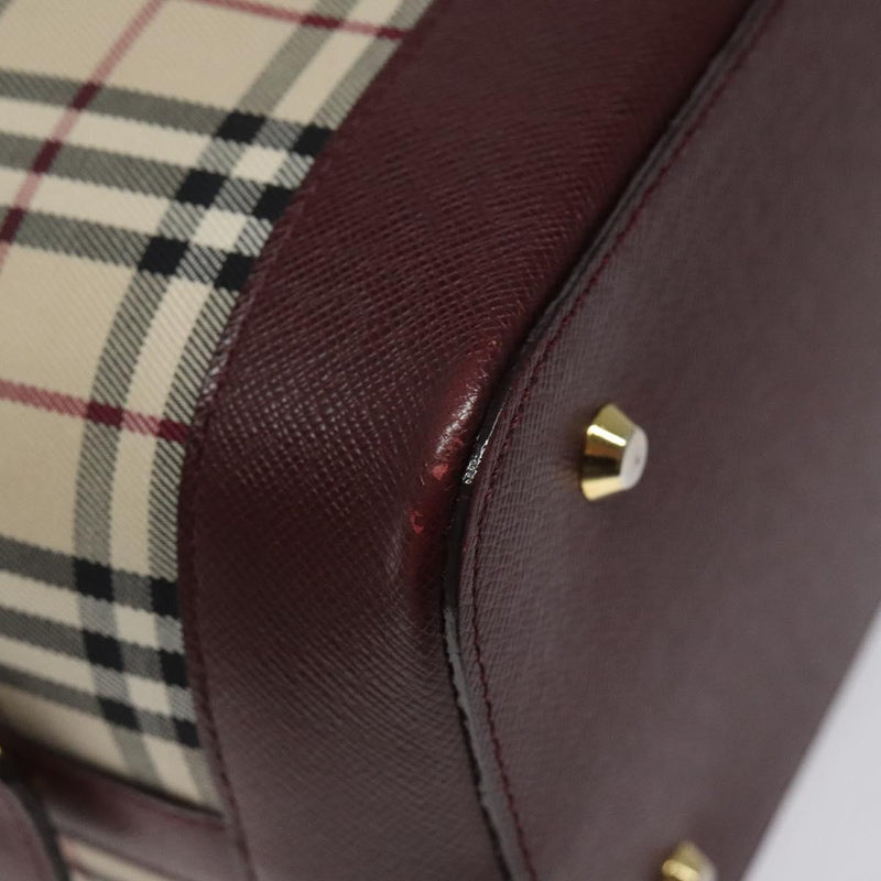 BURBERRY Nova Check Shoulder Bag Canvas Beige Gold Auth 119184