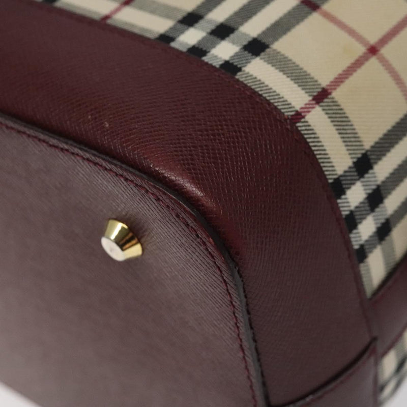 BURBERRY Nova Check Shoulder Bag Canvas Beige Gold Auth 119184