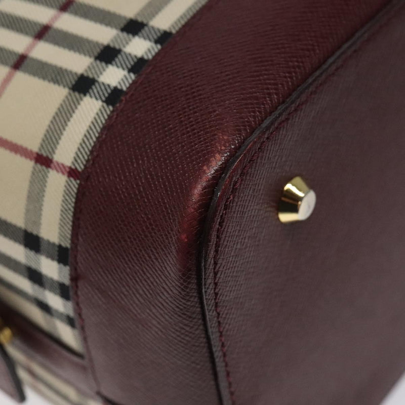 BURBERRY Nova Check Shoulder Bag Canvas Beige Gold Auth 119184