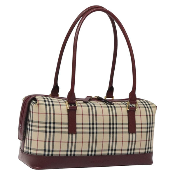 BURBERRY Nova Check Shoulder Bag Canvas Beige Gold Auth 119184