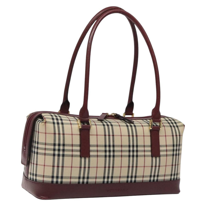 BURBERRY Nova Check Shoulder Bag Canvas Beige Gold Auth 119184