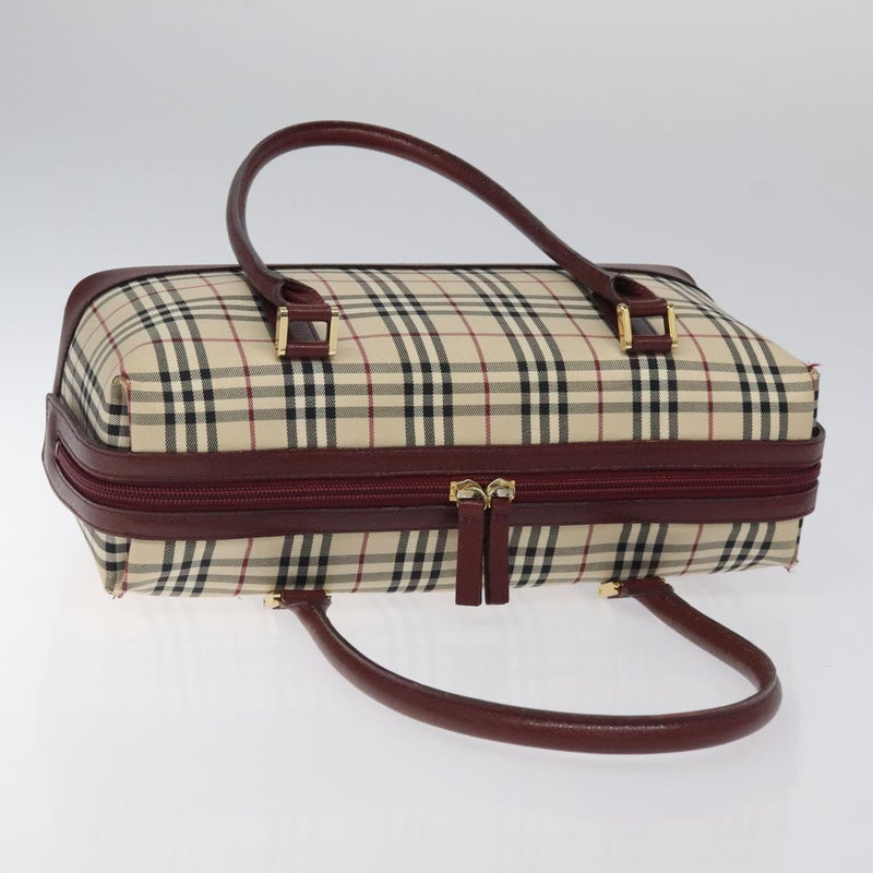 BURBERRY Nova Check Shoulder Bag Canvas Beige Gold Auth 119184