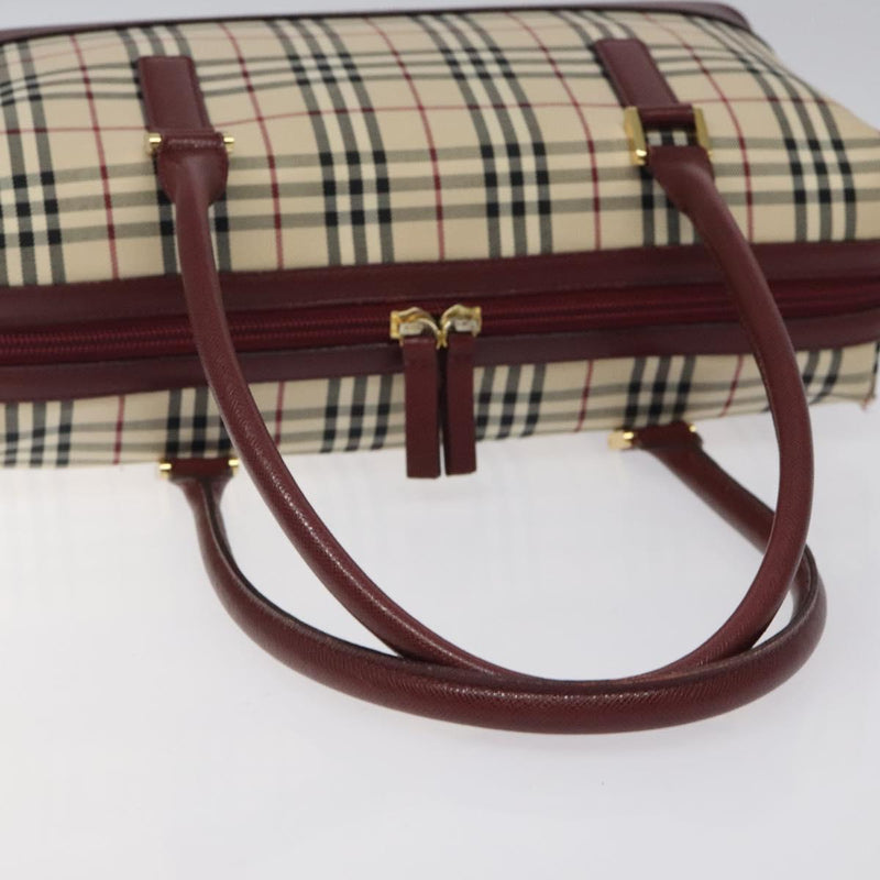 BURBERRY Nova Check Shoulder Bag Canvas Beige Gold Auth 119184