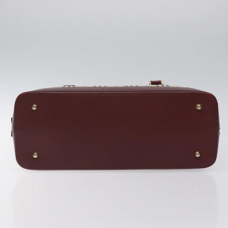BURBERRY Nova Check Shoulder Bag Canvas Beige Gold Auth 119184