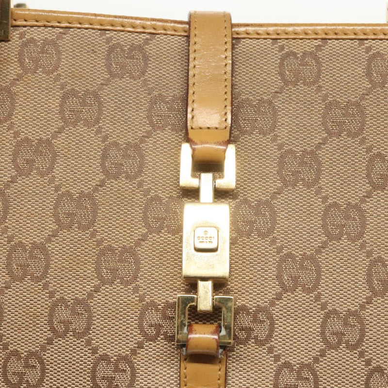 GUCCI GG Canvas Jackie Shoulder Bag Beige Gold 002 1073 3444 Auth 119187