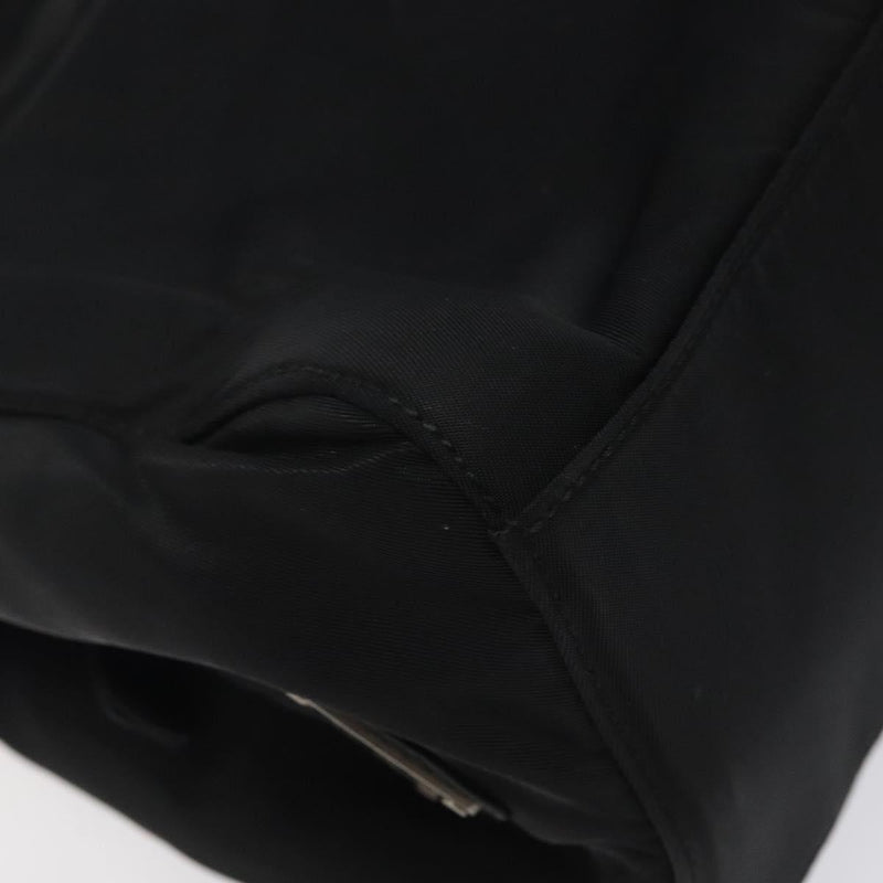 PRADA Hand Bag Nylon Plastic Black Silver Auth 119188