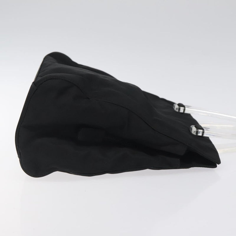 PRADA Hand Bag Nylon Plastic Black Silver Auth 119188