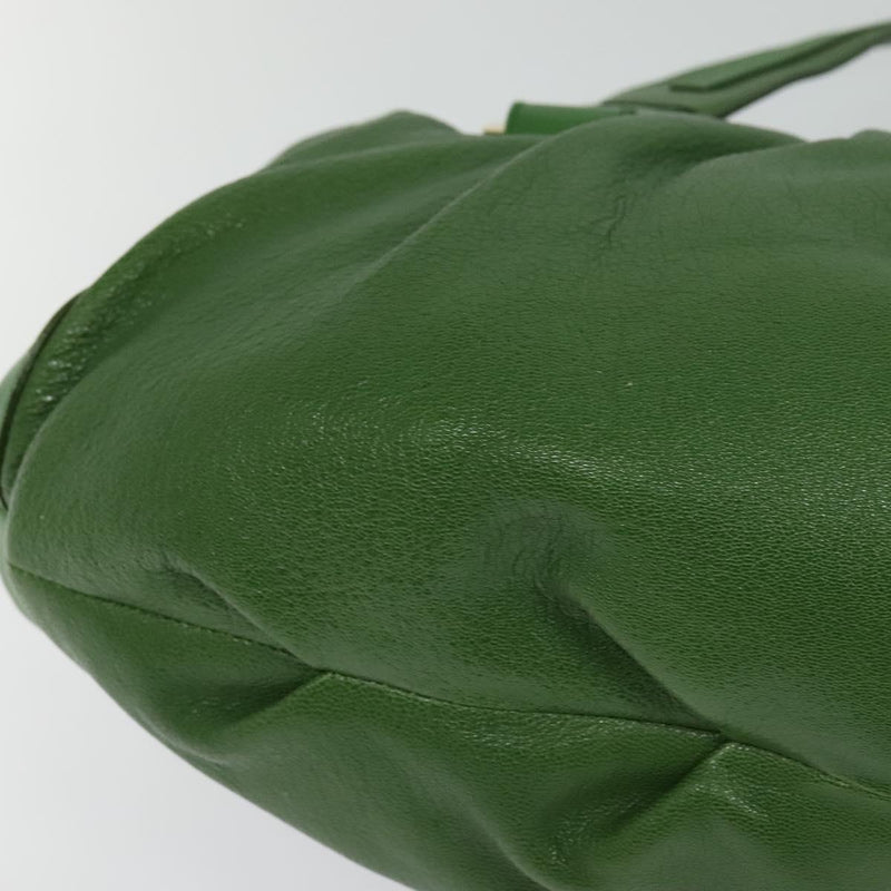 BVLGARI Chandra Hand Bag Leather Gold Green Auth 119194