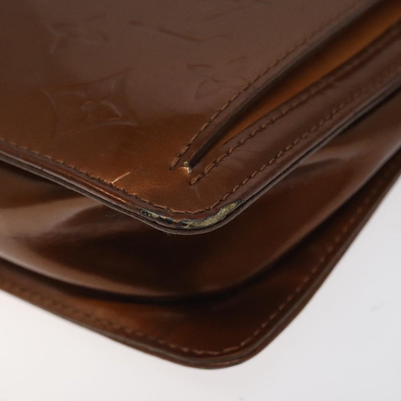 LOUIS VUITTON Monogram Vernis Motto Accessory Pouch Bronze M91138 LV Auth 119204
