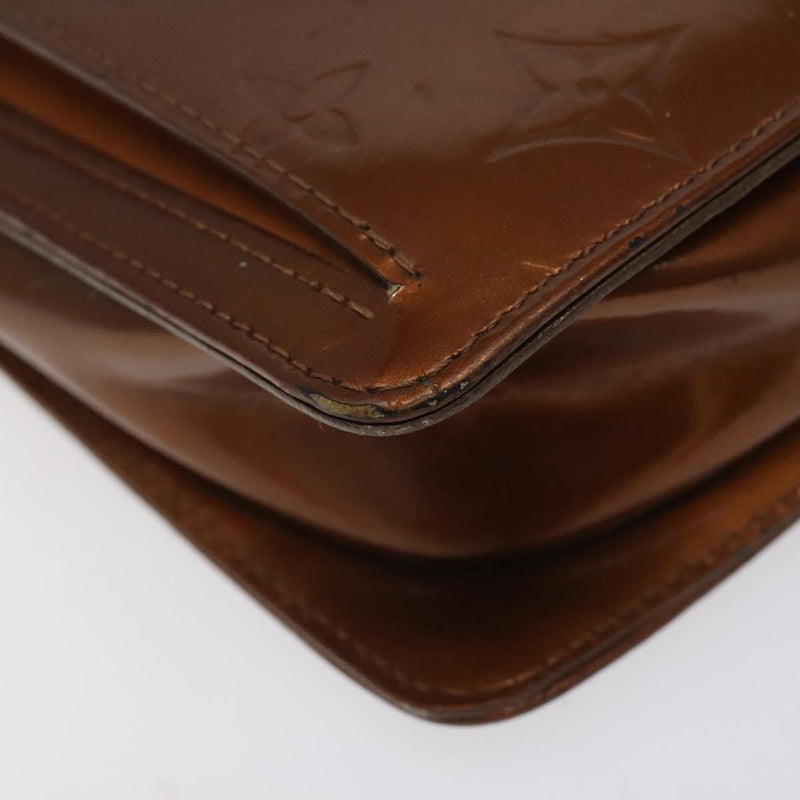 LOUIS VUITTON Monogram Vernis Motto Accessory Pouch Bronze M91138 LV Auth 119204