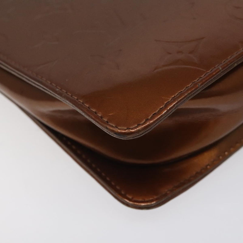 LOUIS VUITTON Monogram Vernis Motto Accessory Pouch Bronze M91138 LV Auth 119204