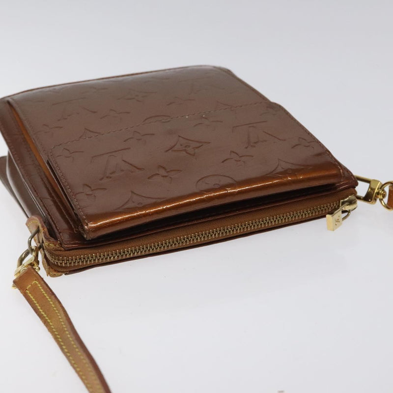 LOUIS VUITTON Monogram Vernis Motto Accessory Pouch Bronze M91138 LV Auth 119204