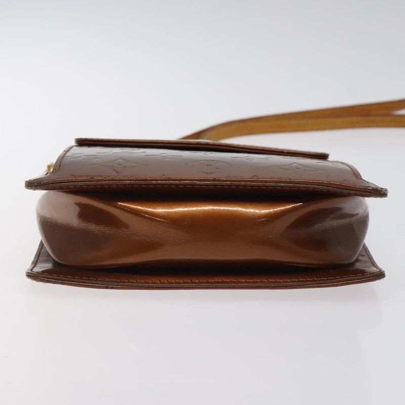 LOUIS VUITTON Monogram Vernis Motto Accessory Pouch Bronze M91138 LV Auth 119204