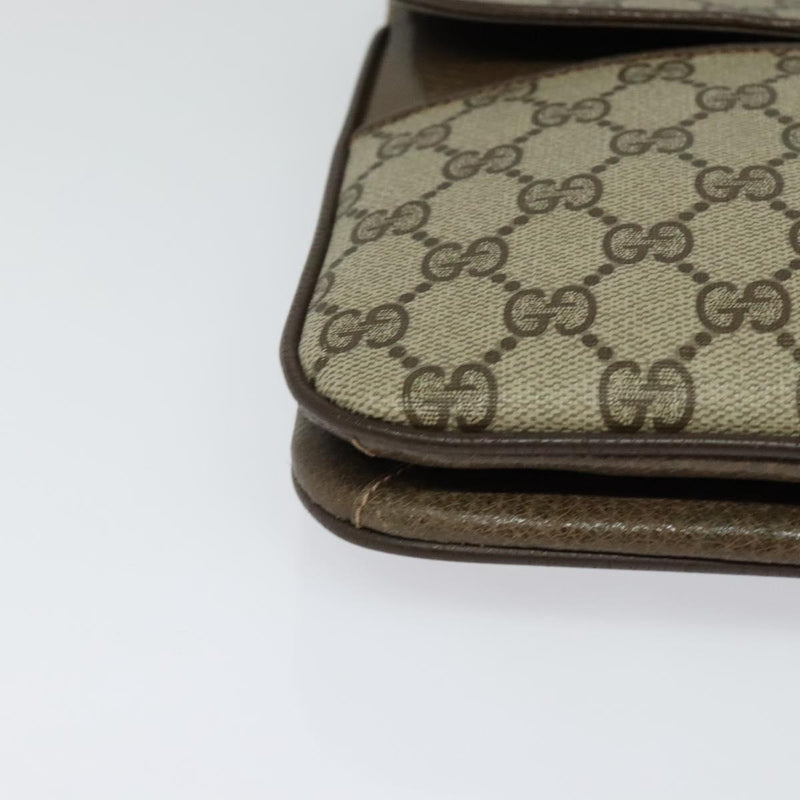 GUCCI GG Supreme Shoulder Bag PVC Leather Beige Gold Auth 119310