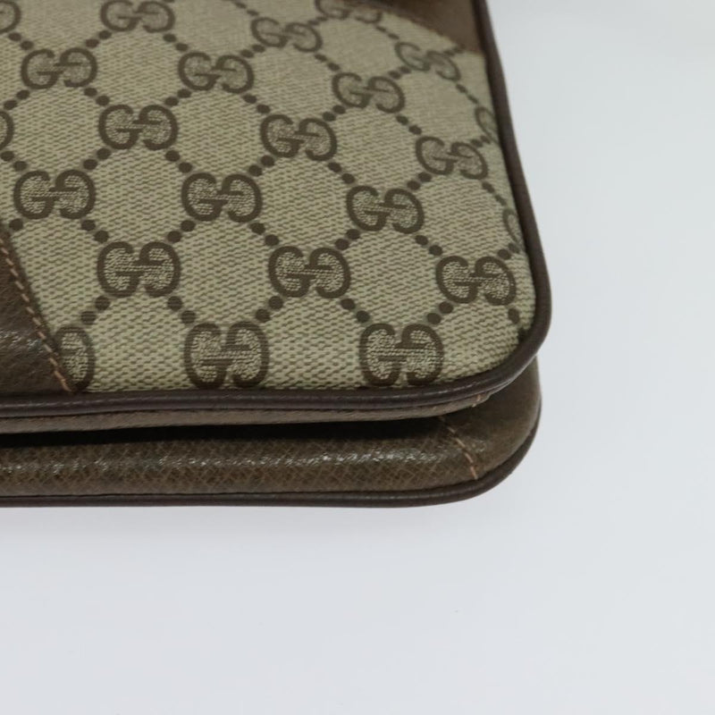 GUCCI GG Supreme Shoulder Bag PVC Leather Beige Gold Auth 119310