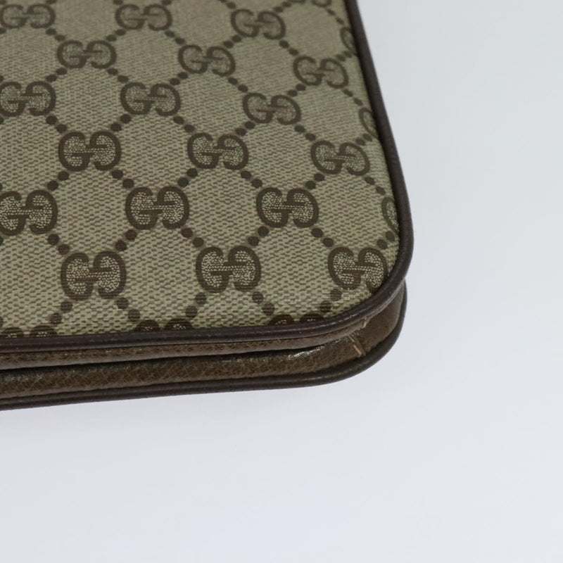 GUCCI GG Supreme Shoulder Bag PVC Leather Beige Gold Auth 119310