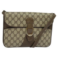GUCCI GG Supreme Shoulder Bag PVC Leather Beige Gold Auth 119310