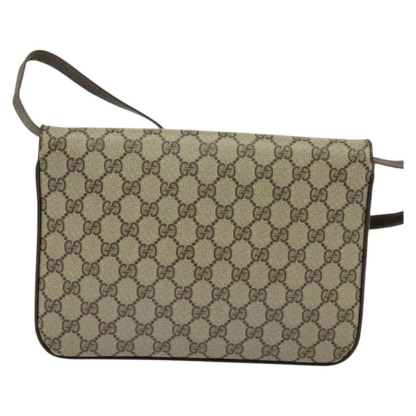 GUCCI GG Supreme Shoulder Bag PVC Leather Beige Gold Auth 119310