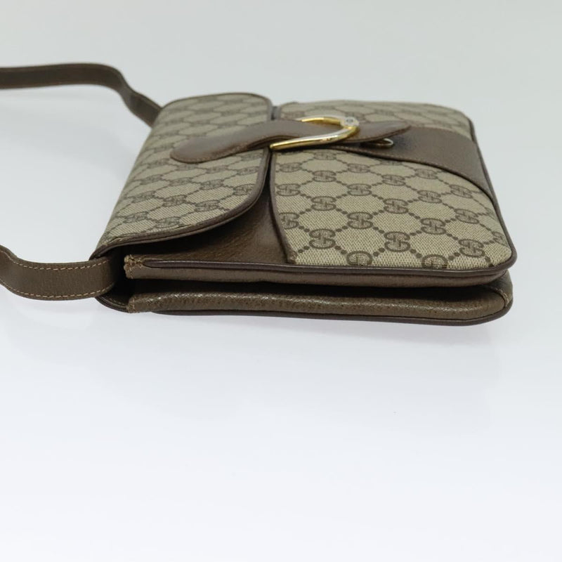 GUCCI GG Supreme Shoulder Bag PVC Leather Beige Gold Auth 119310