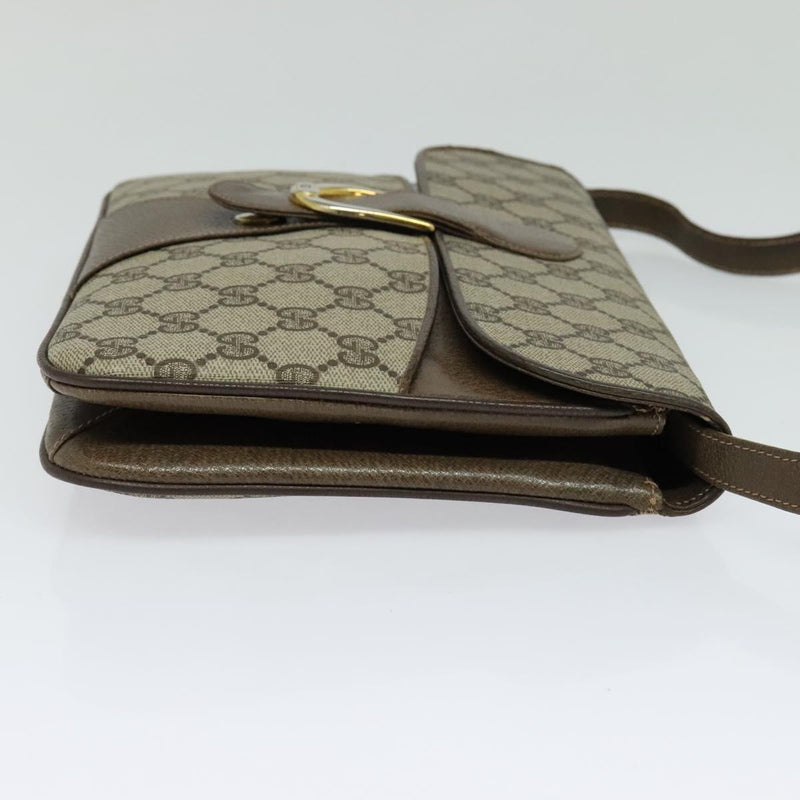 GUCCI GG Supreme Shoulder Bag PVC Leather Beige Gold Auth 119310