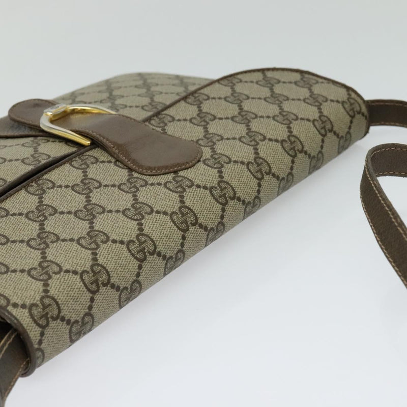 GUCCI GG Supreme Shoulder Bag PVC Leather Beige Gold Auth 119310