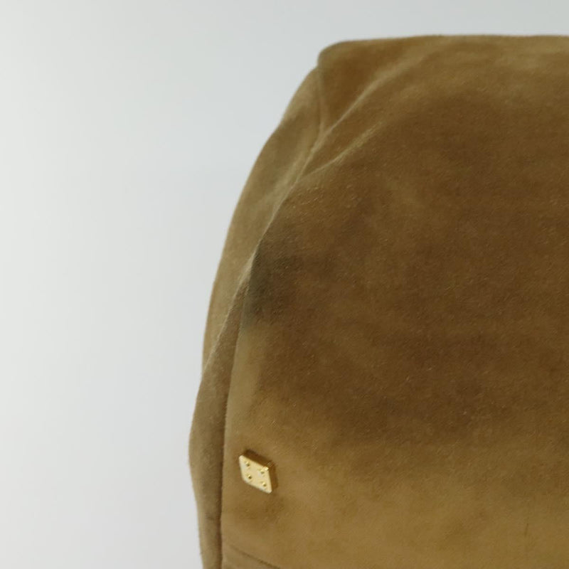 LOEWE Anagram Hand Bag Suede Brown Gold Auth 119317