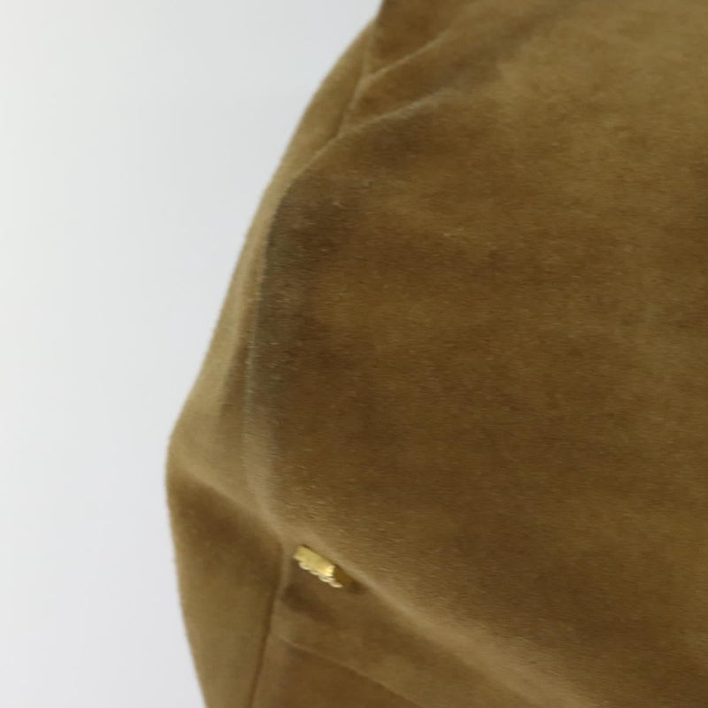 LOEWE Anagram Hand Bag Suede Brown Gold Auth 119317
