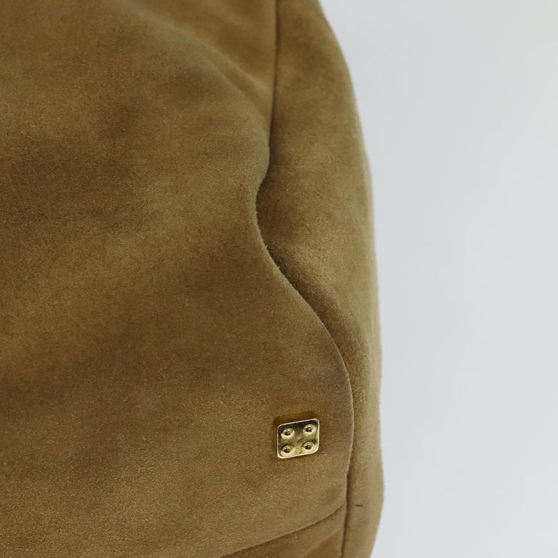 LOEWE Anagram Hand Bag Suede Brown Gold Auth 119317