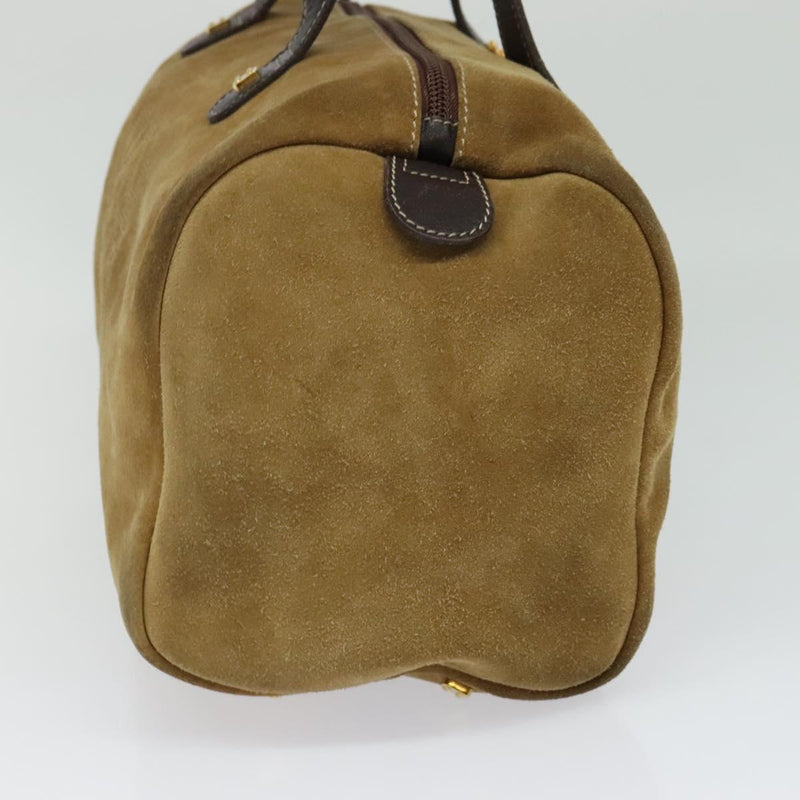 LOEWE Anagram Hand Bag Suede Brown Gold Auth 119317