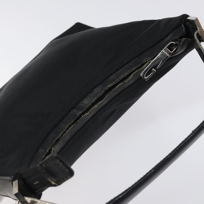 GUCCI Hand Bag Nylon Black Silver 000 0601 Auth 119331