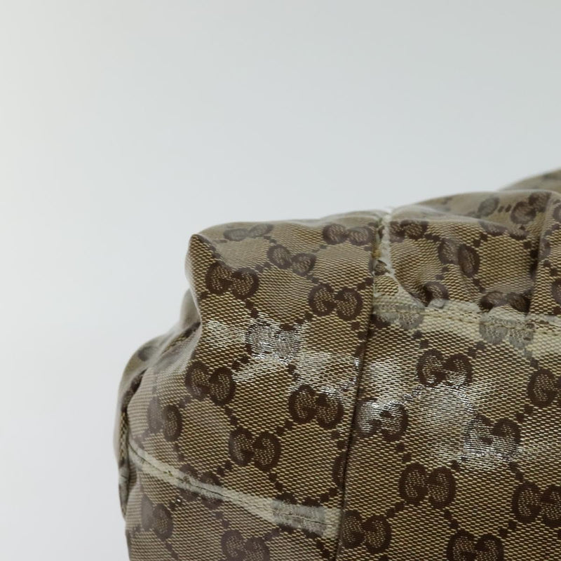 GUCCI GG Crystal Hand Bag Coated Canvas Brown Gold 197020 Auth 119369