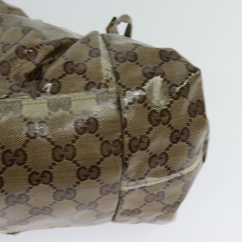 GUCCI GG Crystal Hand Bag Coated Canvas Brown Gold 197020 Auth 119369